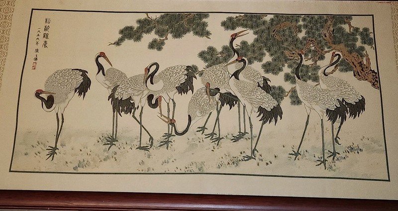 Chinese Original Textile Woven Panel Signed Chen Zhifo Matted 42″x18½» In Style