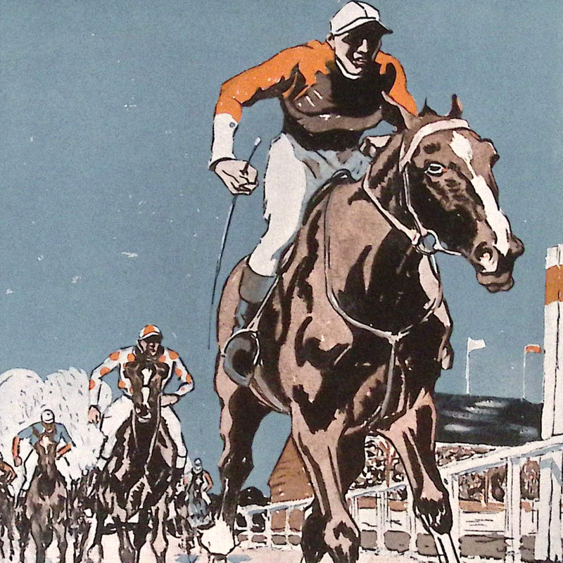 Equestrian Racing Illustration Edward Penfield Sample Print Dill & Collins Paper