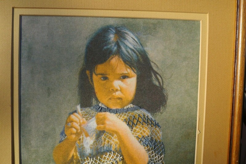 Crewel Ray Swanson Little Apache Girl Native American Indian Canvas Print Framed gallery