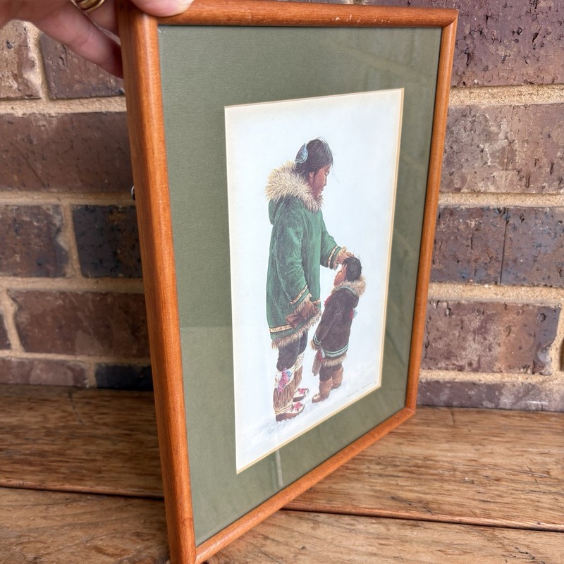 VTG Dorothy Francis Framed Lithograph Print Dane Mother and Child Inuit Alaskan gallery