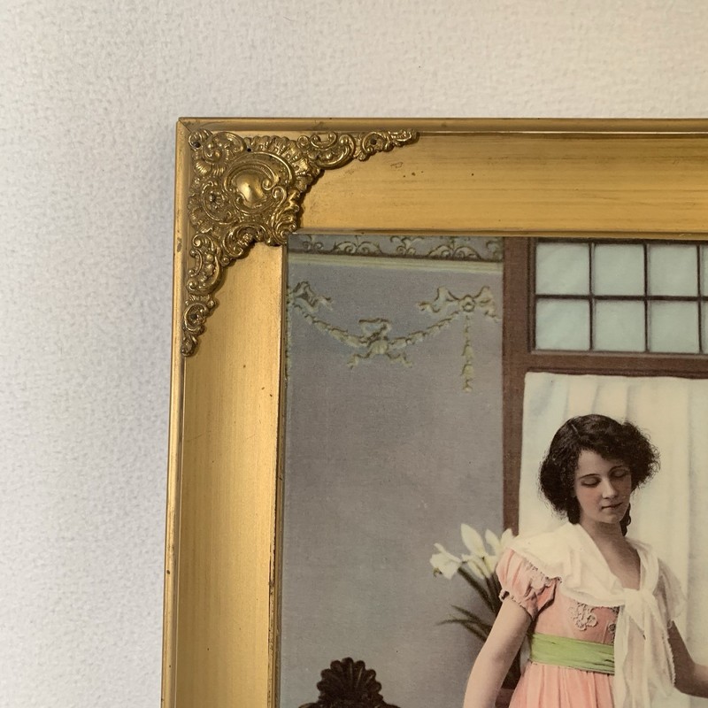 Antique Reverse Glass Print Victorian Gilded Framed Picture 1900 gallery