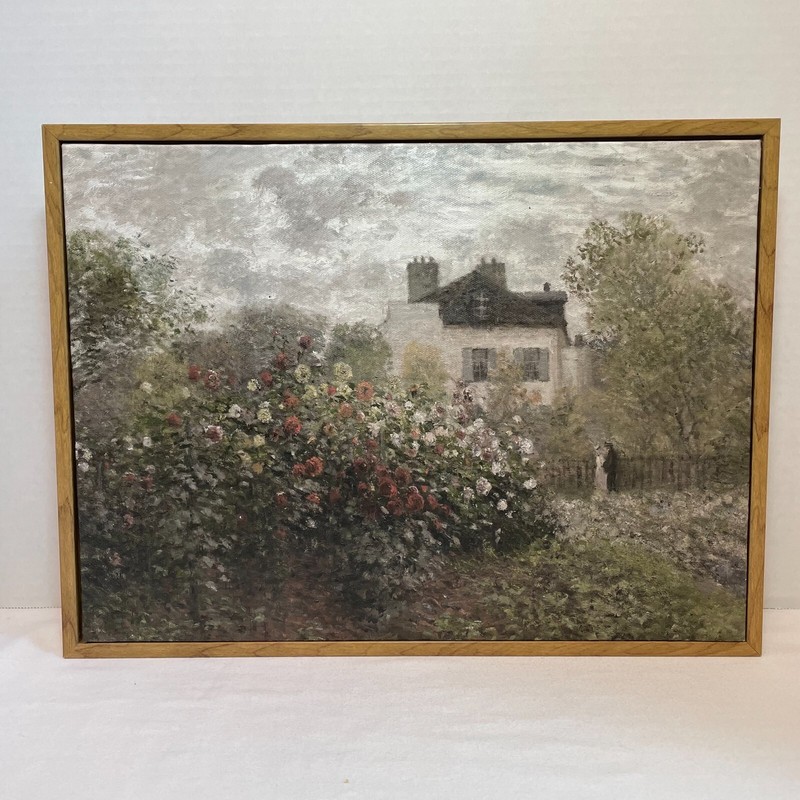 The Garden of Monet at Argenteuil by Claude Monet Wood Frame 12in x 16in Canvas