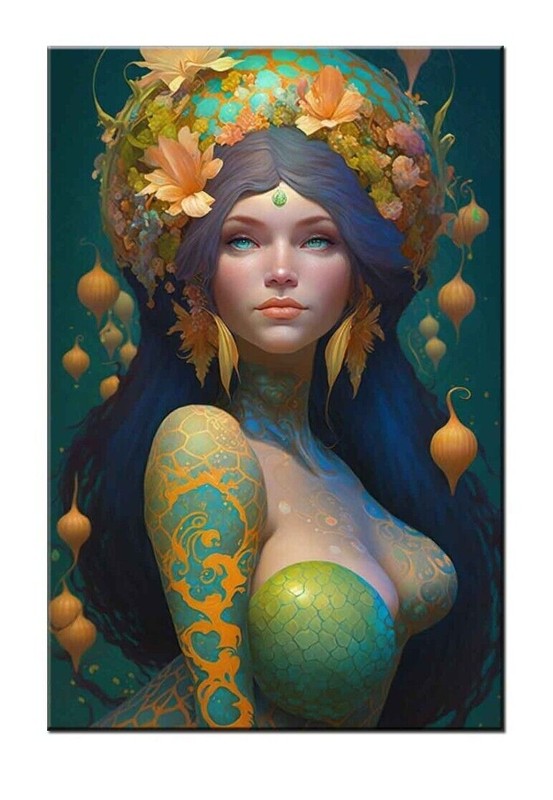 Art Giclee Printed Oil Painting Print Beautiful Mermaid Picture Home Decor Canva