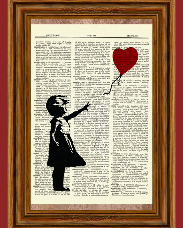 Banksy Girl With a Balloon Dictionary Art Print Picture Poster Nursery Child