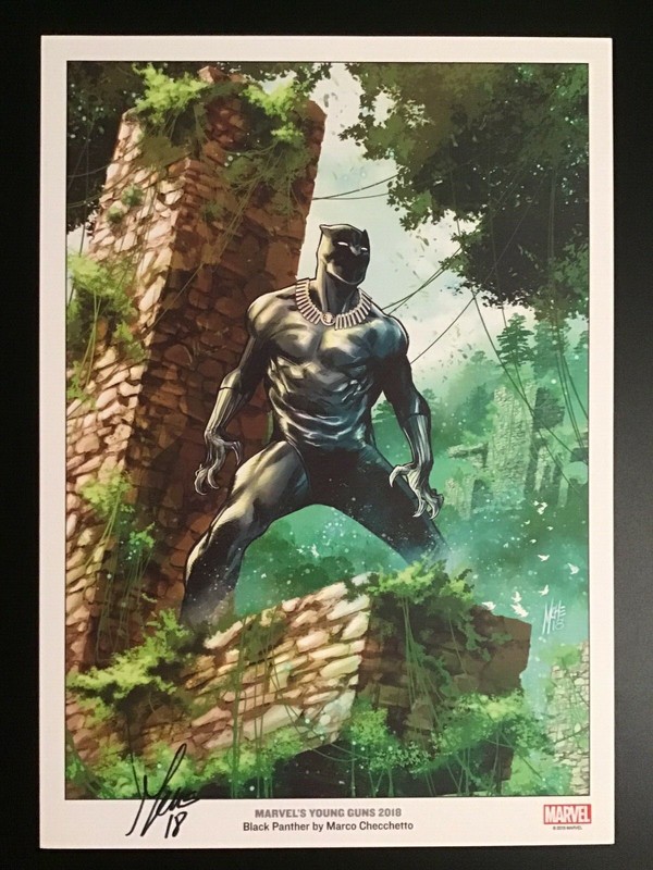 MARVEL BLACK PANTHER Art Print SIGNED BY MARCO CHECCHETTO Art Print C2E2 2018