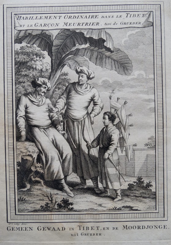 1747 ANTIQUE PRINT HISTORY COSTUME FASHION in TIBET – Van der Schley – Prevost