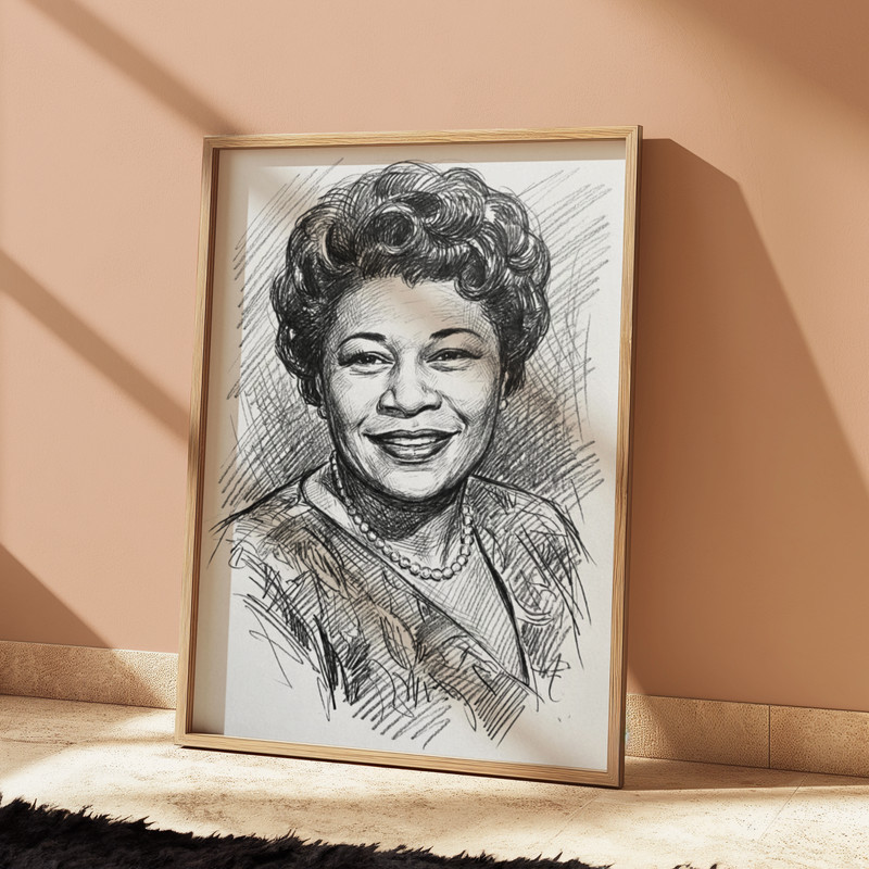 ELLA FITZGERALD DRAWING SKETCH PORTRAIT SKETCH PRINT 8" x 10" WALL ART gallery