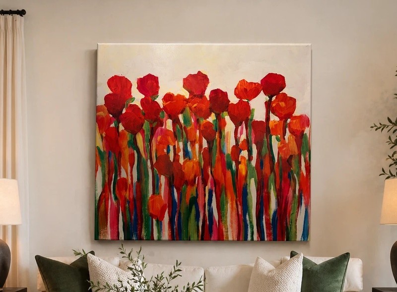 Tim OToole Bursting With Color II Canvas Print 28×28 Abstract Floral Wall Art