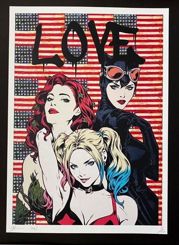 Death NYC Large Framed 16x20in Pop Art Certified Graffiti Gotham City Sirens # gallery