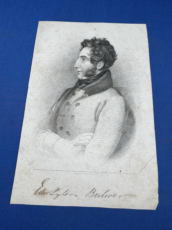 C.1840 Edward Lytton-Bulwer Engraving by A.L. Dick ~ 6 5/8″ x 4 1/2″