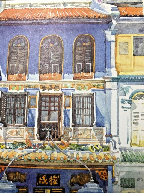 Baba House Museum, Singapore Ltd Edition Matted Watercolor Print by Derek Corke gallery