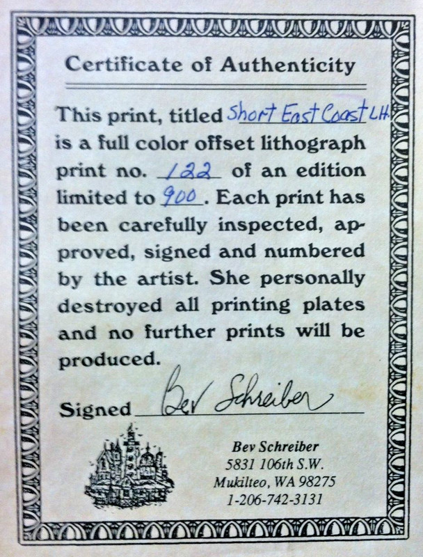 1996 🔥BEV SCHREIBER🔥 Lithograph Print Short East Coast Lighthouses SIGNED Art gallery
