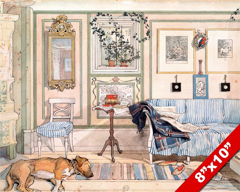 THE COZY CORNER HOME OFFICE REAL CANVAS CARL LARSSON GICLEE 8X10 WALL ART PRINT