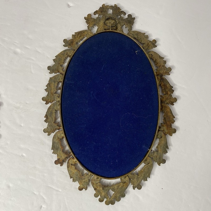 Vtg Oval Ornate Metal Frames Glass Pinkie & Blue Boy Made In Italy 9x6” gallery