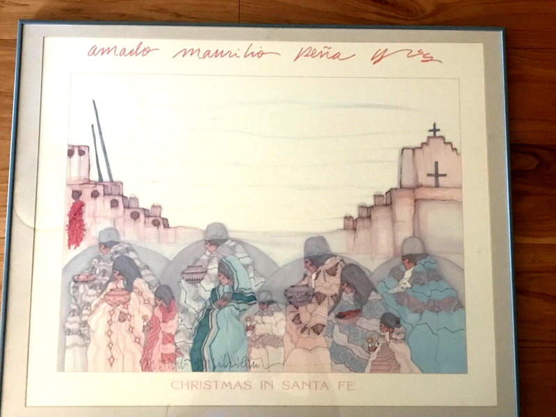 FRAMED & SIGNED AMADO PENA CHRISTMAS IN SANTA FE PRINT LITHOGRAPH