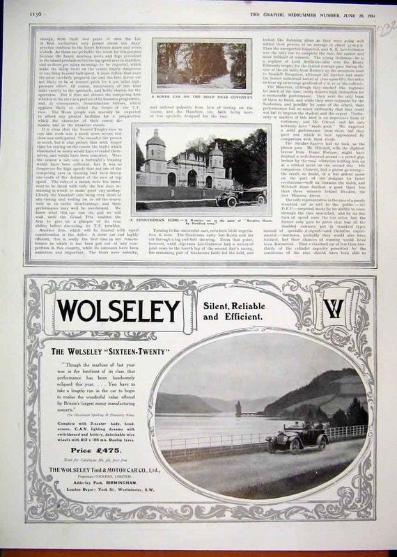 Old Antique Print 1914 Motoring Aviation Advert Talbot Touring Car Castle 20th