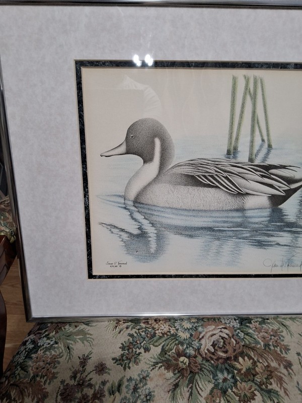 Vintage pointillism artwork by james p townsend signed in pencil framed Matted