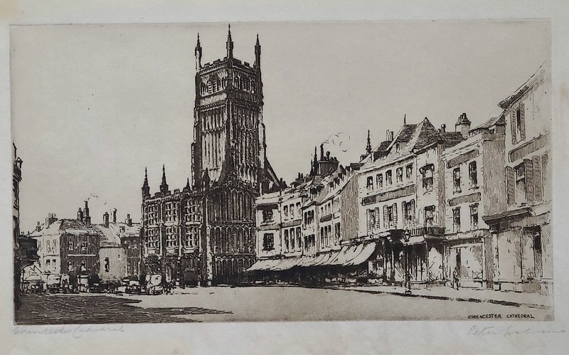Peter Graham 1836-1921 Original Antique Etching Signed Cathedral Cirencester