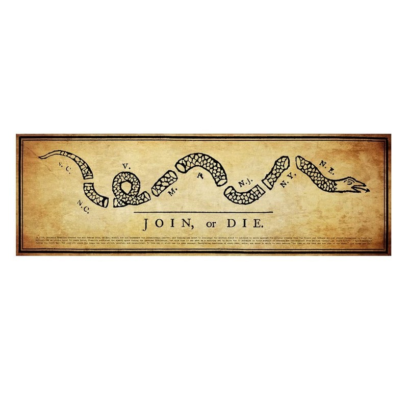 History America Join Or Die Unframed Art Print | Benjamin Franklin Political Car