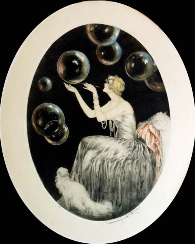 Louis Icart - Bubbles vintage ART print antique painting