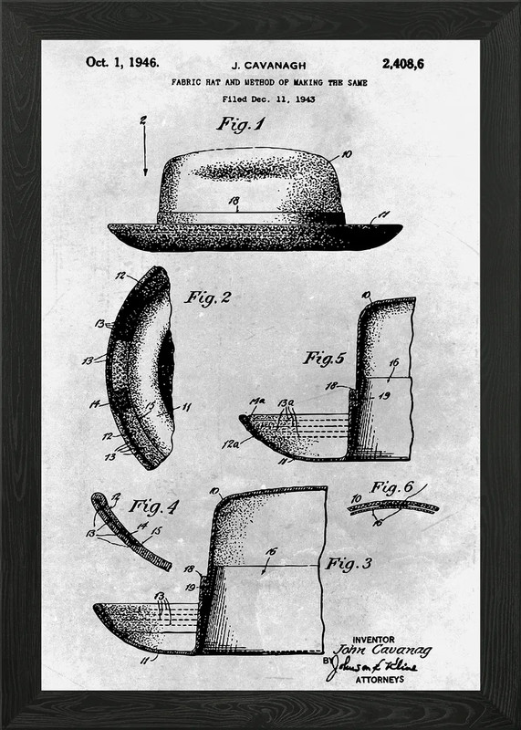 No276 Fabric hat Framed Wall Art Poster Canvas Print Picture