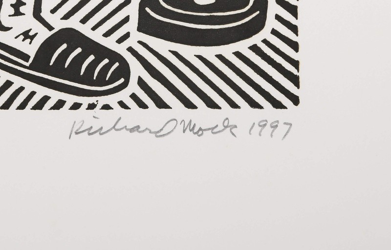 Richard Mock, Ban Landmines, Linocut on BFK Rives, signed, titled, numbered and gallery