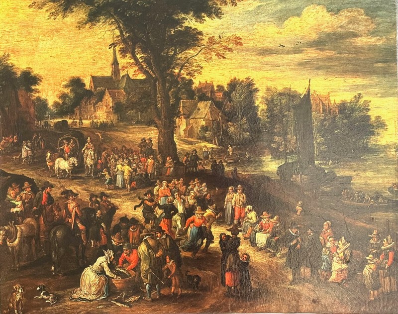 Jan Brueghel the Elder ‘Figures Dancing On The Bank Of A River’ Reproduction Oil
