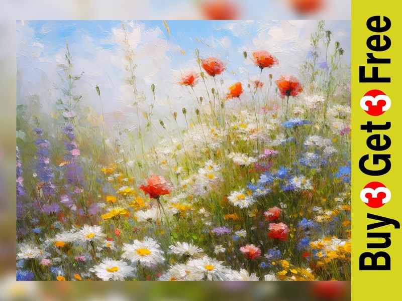 Original Impressionist Floral Painting Print Garden Artwork 5″ x 7″ Inches