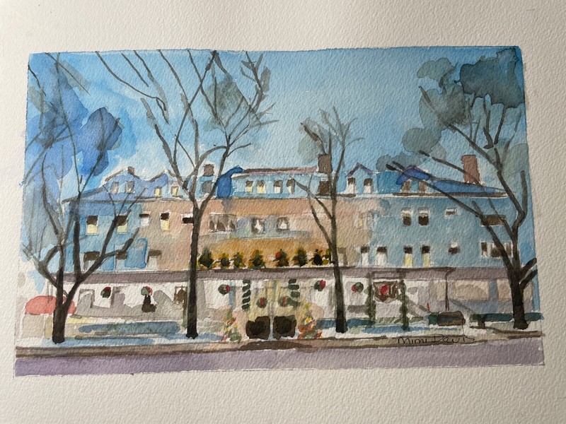 Stockbridge, MA, Red Lion Inn / Orig. W/C / 5 3/4″H x 9″ W/Mimi Davis, Artist