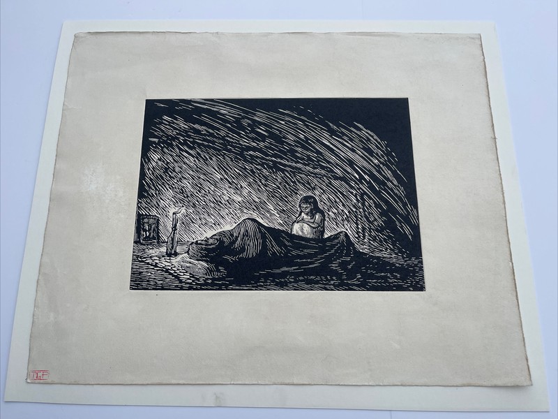 Leopoldo Mendez Linocut Solitude Mexican Expressionism Modernism Tgp Listed 1948