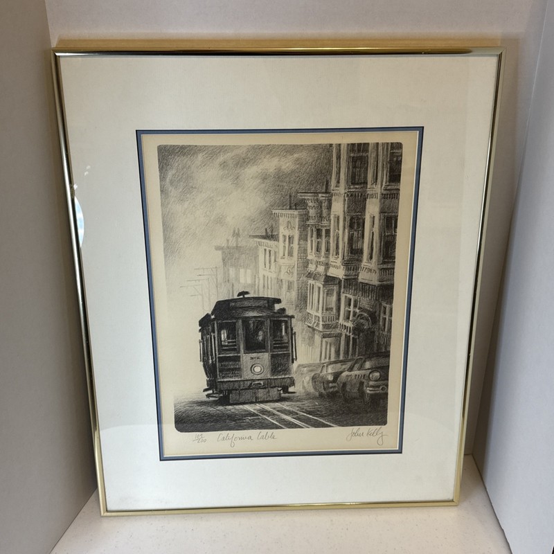 John Kelly (1939-) San Francisco Cable Car Signed Numbered Framed Lithograph👀🔥