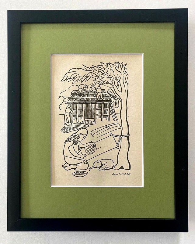 DIEGO RIVERA ORIGINAL 1938 SIGNED ON THE PLATE GRAVURE TO BE FRAMED AT 8X10