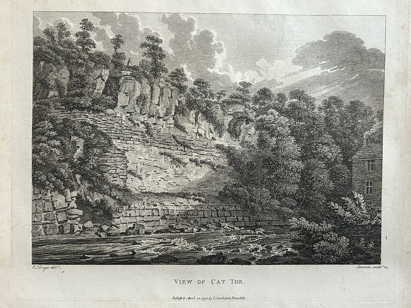 1795 View Of Cat Tor, Broadbottom, Tameside, Original Antique Print
