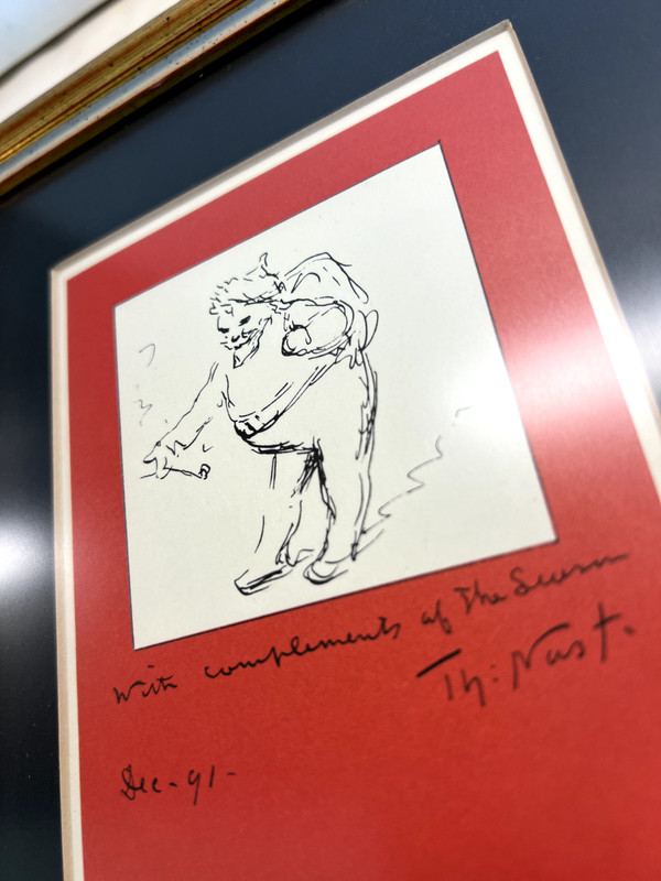 Thomas Nast Pen/Ink Original SANTA CLAUSE Hand-Drawn, Signed Dated Dec 1891 OOAK gallery