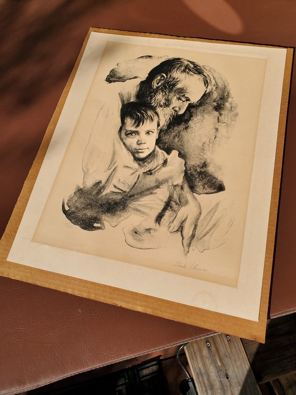 SANDU LIBERMAN SIGNED & NUMBERED 149/200 «FATHER & Child» LITHOGRAPH 21 x 26