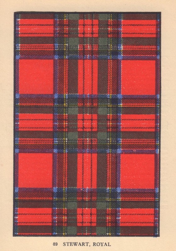 Stewart, Royal. Scottish Clan Tartan. SMALL 8×11.5cm 1937 old vintage print