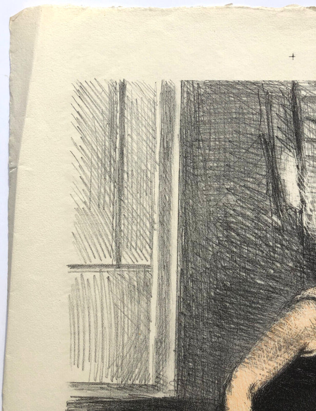 Behind Screen-Model Resting-20 1/4 x 15 5/8" Color Lithograph-1949-Raphael Soyer gallery