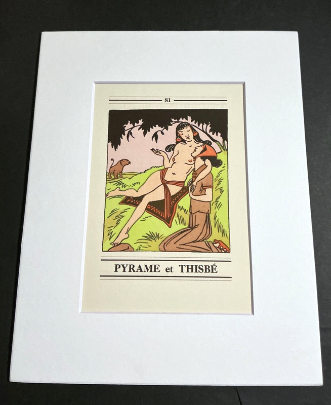 1935 Pyramus & Thisbe. Art Deco Pochoir Print by Joseph Hemard
