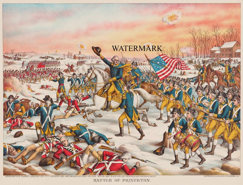 Kurz Allison Revolutionary War Battle of Princeton Jan 3 1777 17×22″ Repro