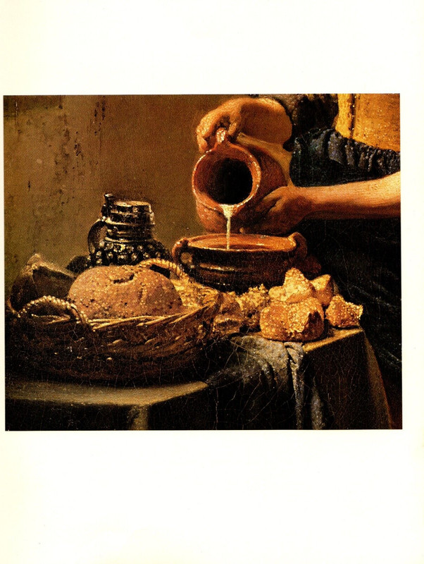 1981 Vintage VERMEER DETAIL «THE MILKMAID» GORGEOUS COLOR offset Art Lithograph