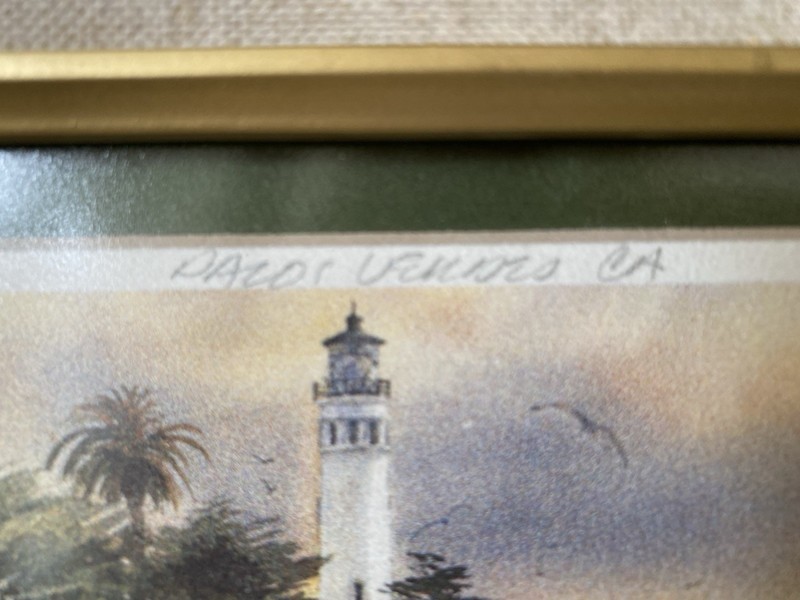 Diane Clapp Bartz Signed Print Golden Memories Palos Verdes CA Matted Framed gallery