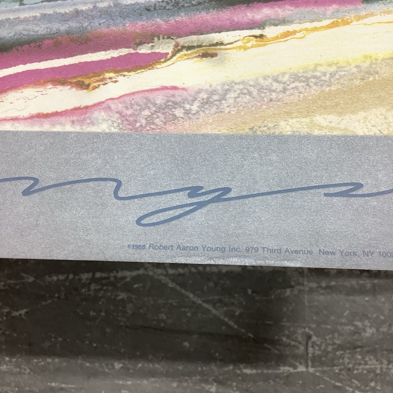 Vintage 1986 Elba Alvarez Abstract Art Stormy Skies Poster Print - 58x38” gallery