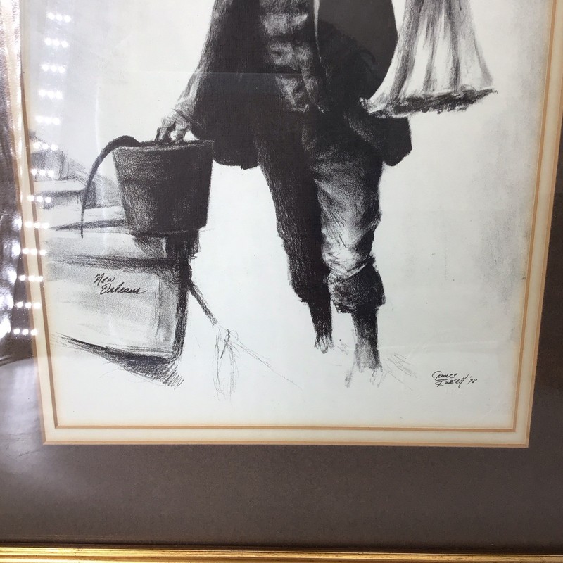 James Russell New Orleans Pencil Print 1978 Matted Signed Embossed JR Imagery gallery