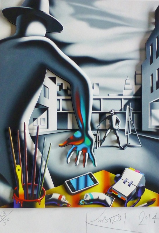 MARK KOSTABI Quick on the draw 3D CONSTRUCTION HAND SIGNED URBAN ART US ARTIST