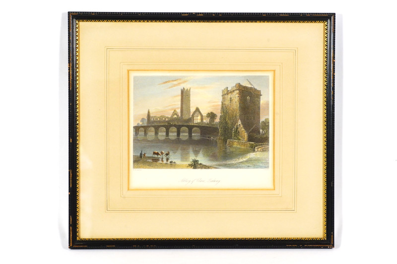 Abbey of Clare Galway Ireland WH Bartlett J Cousen 1840s Framed Steel Engraving