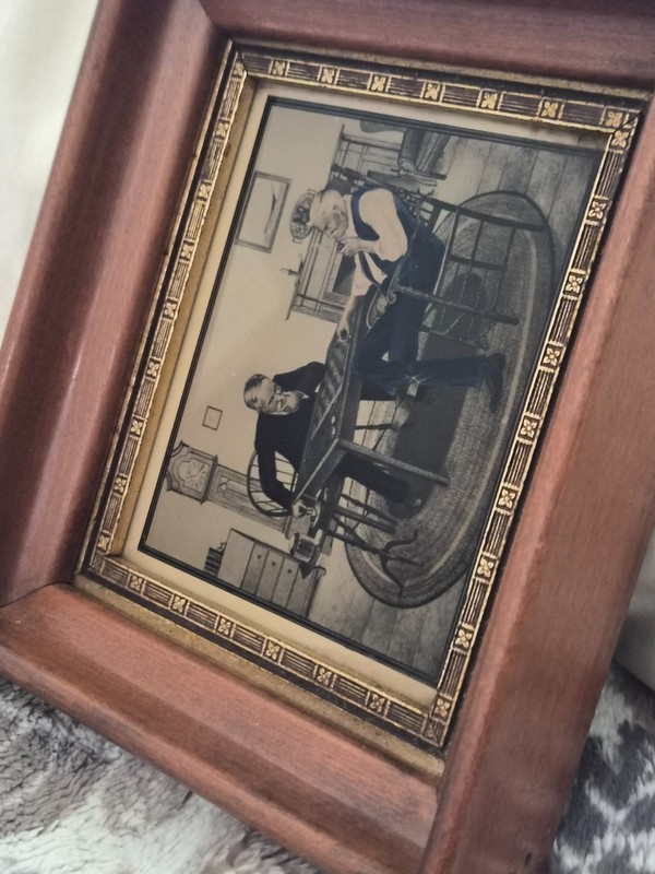 Vintage THE CRONIES Small 5 1/2” x 6 1/4” reversed painted by C & A Richards gallery