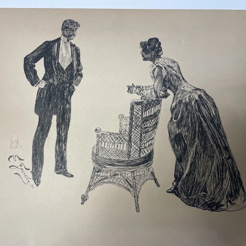 1895 Gibson Girls style pen and ink? signed Elsa Gahindier? gallery