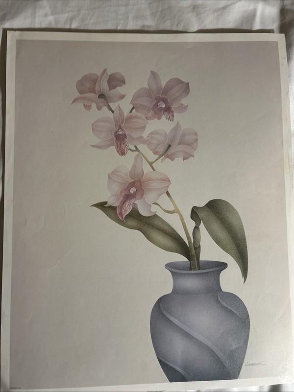 Vintage Art Print – Justin Coopersmith “Ochid Elegance II” -17”x 21” Unframed