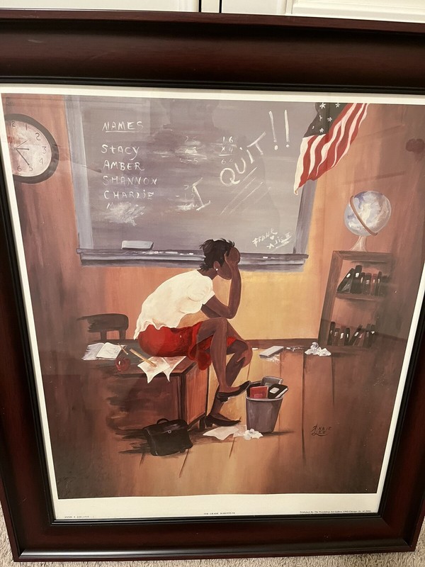 Annie Lee African American Art Print Framed Glass «5th Grade Substitute» 29 /25