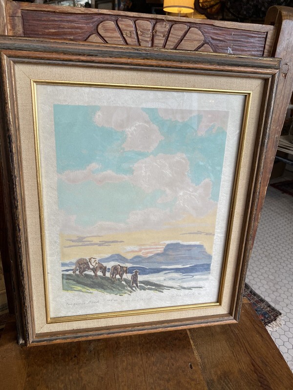 VINTAGE 1940 GLENN WHEETE 1884-1965 Turquoise Land SOUTHWEST WOODBLOCK S/N PRINT